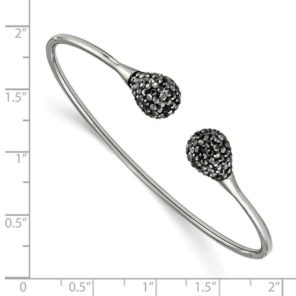 FJC Finejewelers Stainless Steel Polished with Hematite Flexible Cuff Bangle 6.25 Inches x 1.87 mm