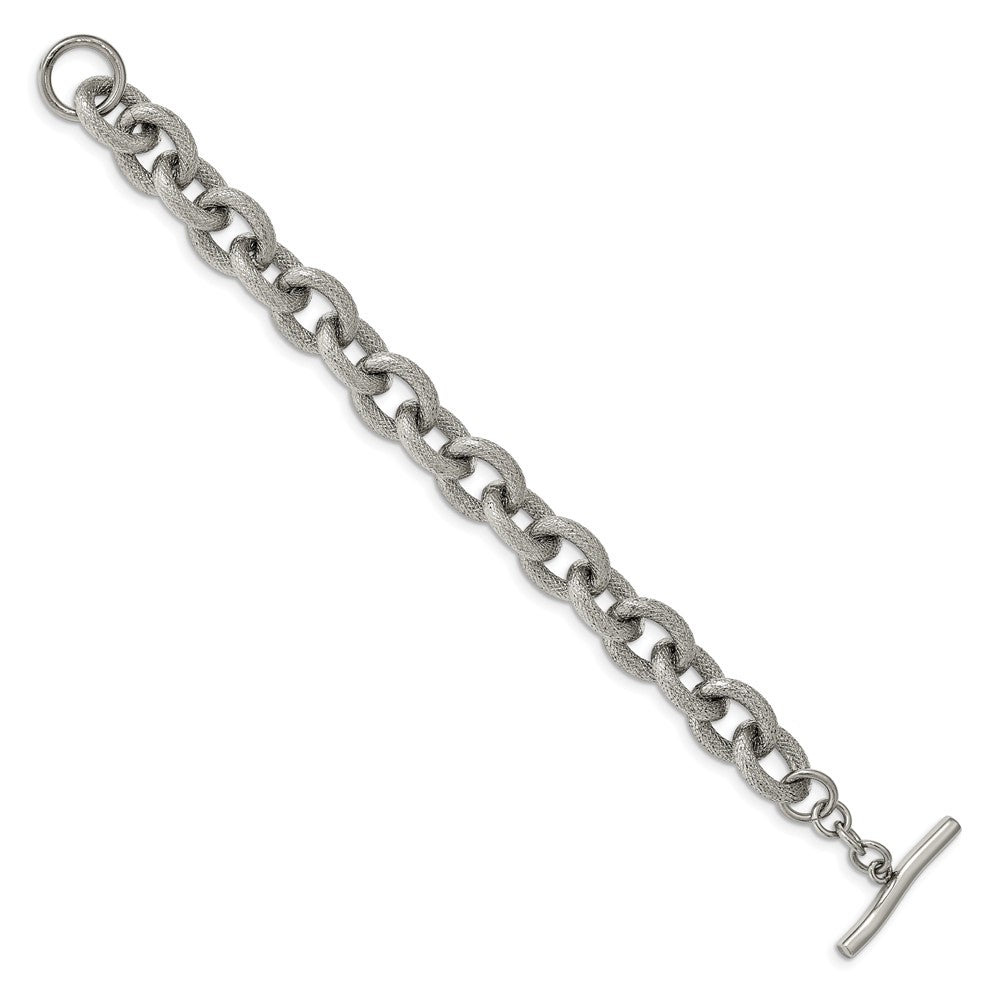 FJC Finejewelers Stainless Steel Fancy Polished and Textured 7in Bracelet 7 Inches x 11.8 mm