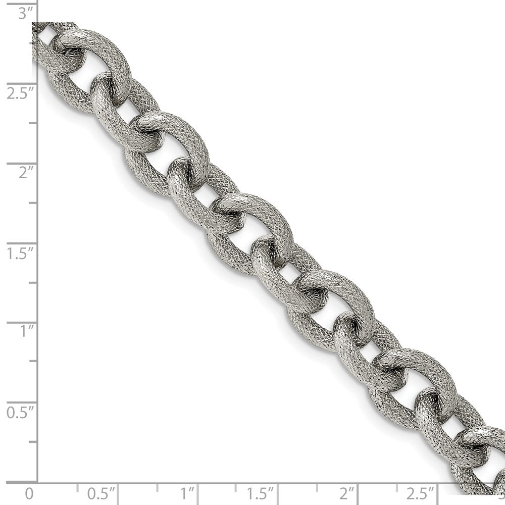 FJC Finejewelers Stainless Steel Fancy Polished and Textured 7in Bracelet 7 Inches x 11.8 mm