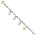 FJC Finejewelers Stainless Steel Bracelets with Station Polished Rose and Yellow IP Peace Sign Charms 8.