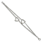 FJC Finejewelers Stainless Steel Cable Polished Cutout Hearts Bracelet 7 Inches