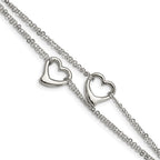 FJC Finejewelers Stainless Steel Cable Polished Cutout Hearts Bracelet 7 Inches