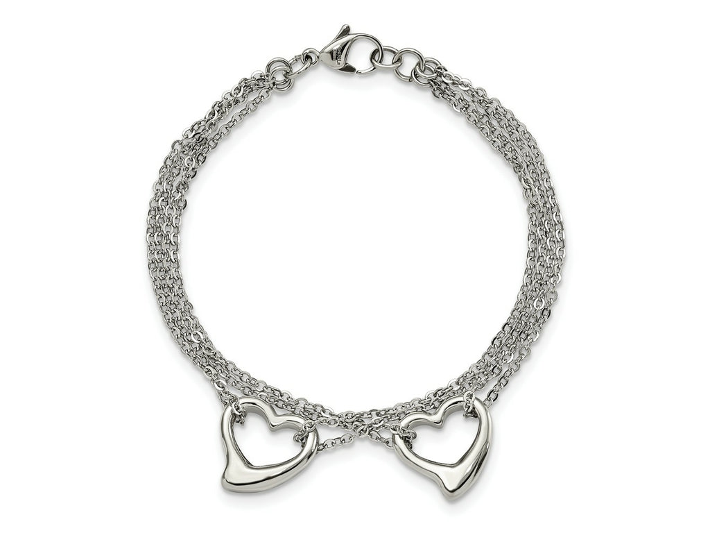 FJC Finejewelers Stainless Steel Cable Polished Cutout Hearts Bracelet 7 Inches
