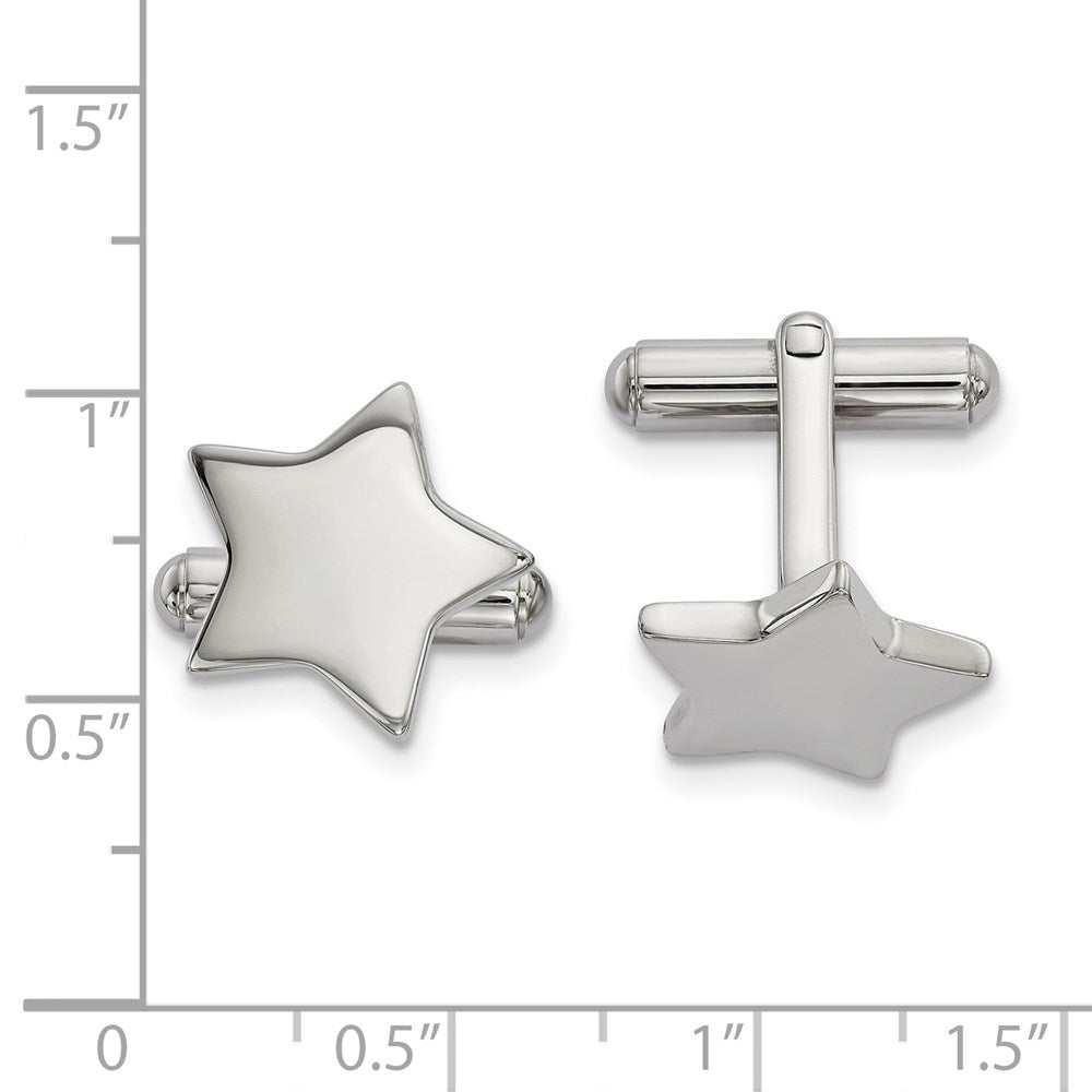 FJC Finejewelers Stainless Steel Polished Star Cufflinks 18 x 17 mm