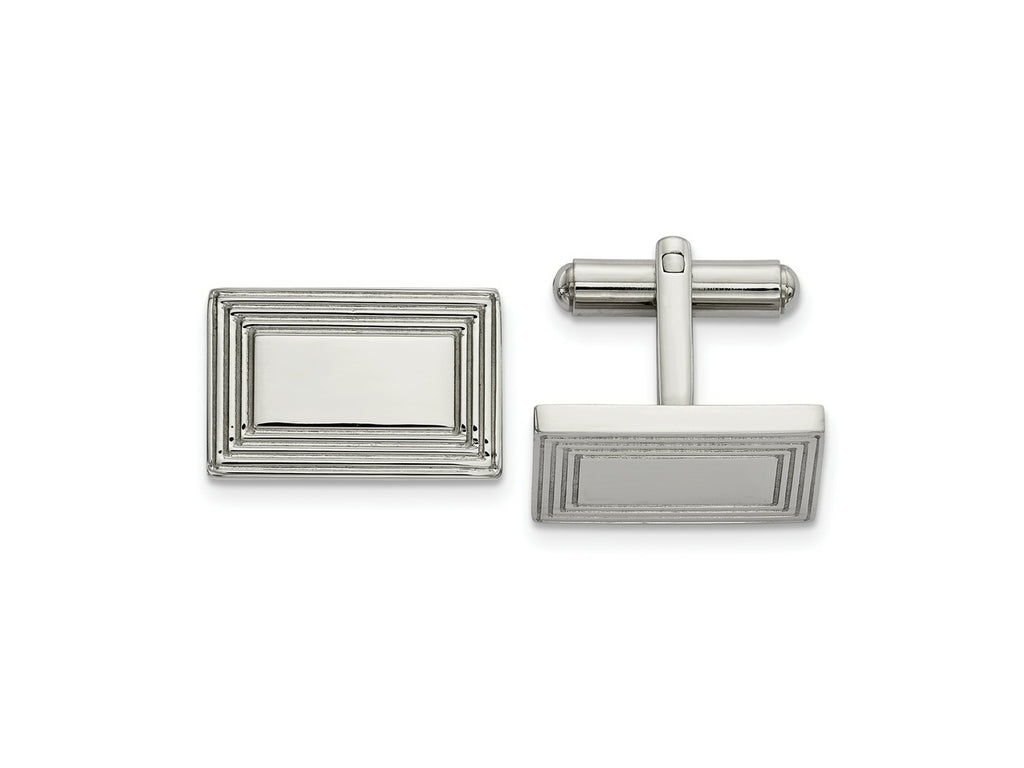 FJC Finejewelers Stainless Steel Polished Rectangle Cufflinks 17 x 17 mm