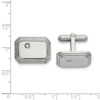 FJC Finejewelers Stainless Steel Polished with CZ Cufflinks 18 x 17 mm