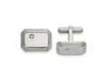 FJC Finejewelers Stainless Steel Polished with CZ Cufflinks 18 x 17 mm