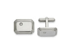FJC Finejewelers Stainless Steel Polished with CZ Cufflinks 18 x 17 mm