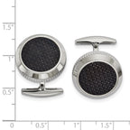 FJC Finejewelers Stainless Steel Polished and Textured Black Carbon Fiber Inlay Cufflinks 21 x 17 mm
