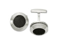 FJC Finejewelers Stainless Steel Polished and Textured Black Carbon Fiber Inlay Cufflinks 21 x 17 mm