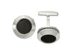 FJC Finejewelers Stainless Steel Polished and Textured Black Carbon Fiber Inlay Cufflinks 21 x 17 mm