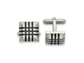 FJC Finejewelers Stainless Steel Polished with Black Rubber Stripes Cufflinks 20 x 18 mm