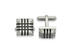 FJC Finejewelers Stainless Steel Polished with Black Rubber Stripes Cufflinks 20 x 18 mm