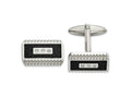 FJC Finejewelers Stainless Steel Polished and Textured Black Carbon Fiber Inlay CZ Cufflinks 21 x 19 mm