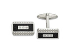 FJC Finejewelers Stainless Steel Polished and Textured Black Carbon Fiber Inlay CZ Cufflinks 21 x 19 mm
