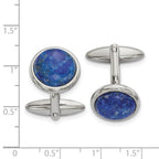 FJC Finejewelers Stainless Steel Polished Lapis Circle Cufflinks 25 x 19 mm