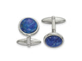 FJC Finejewelers Stainless Steel Polished Lapis Circle Cufflinks 25 x 19 mm