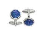 FJC Finejewelers Stainless Steel Polished Lapis Circle Cufflinks 25 x 19 mm