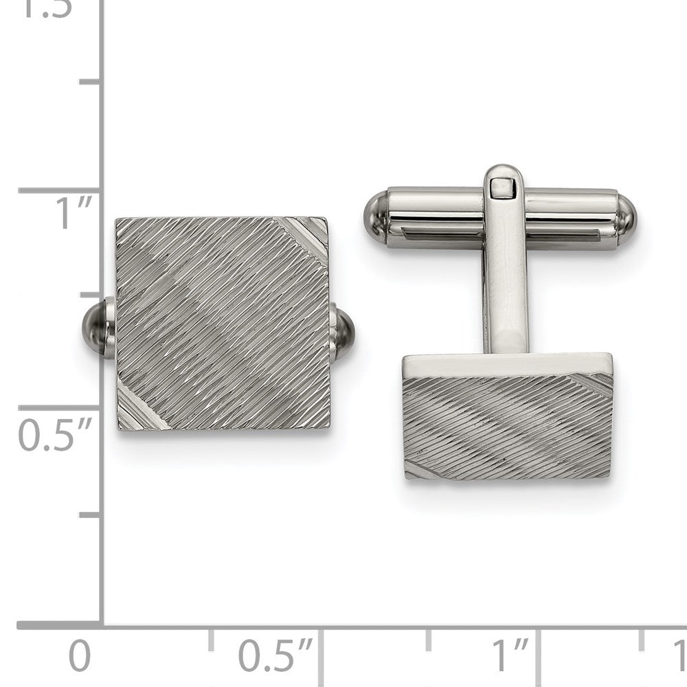 FJC Finejewelers Stainless Steel Polished and Textured Square Cufflinks 12 x 13 mm
