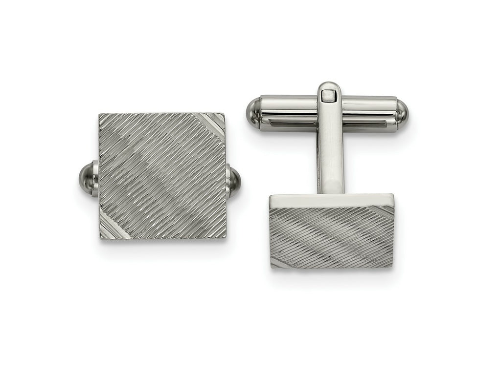 FJC Finejewelers Stainless Steel Polished and Textured Square Cufflinks 12 x 13 mm