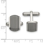 FJC Finejewelers Stainless Steel Polished Black IP-plated Striped Cufflinks 15 x 15 mm