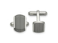 FJC Finejewelers Stainless Steel Polished Black IP-plated Striped Cufflinks 15 x 15 mm