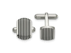 FJC Finejewelers Stainless Steel Polished Black IP-plated Striped Cufflinks 15 x 15 mm