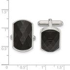 FJC Finejewelers Stainless Steel Polished Solid Black Carbon Fiber Inlay Cufflinks 13 x 13 mm