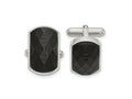FJC Finejewelers Stainless Steel Polished Solid Black Carbon Fiber Inlay Cufflinks 13 x 13 mm