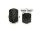 FJC Finejewelers Stainless Steel Polished Solid Black Carbon Fiber Inlay Cufflinks 13 x 13 mm
