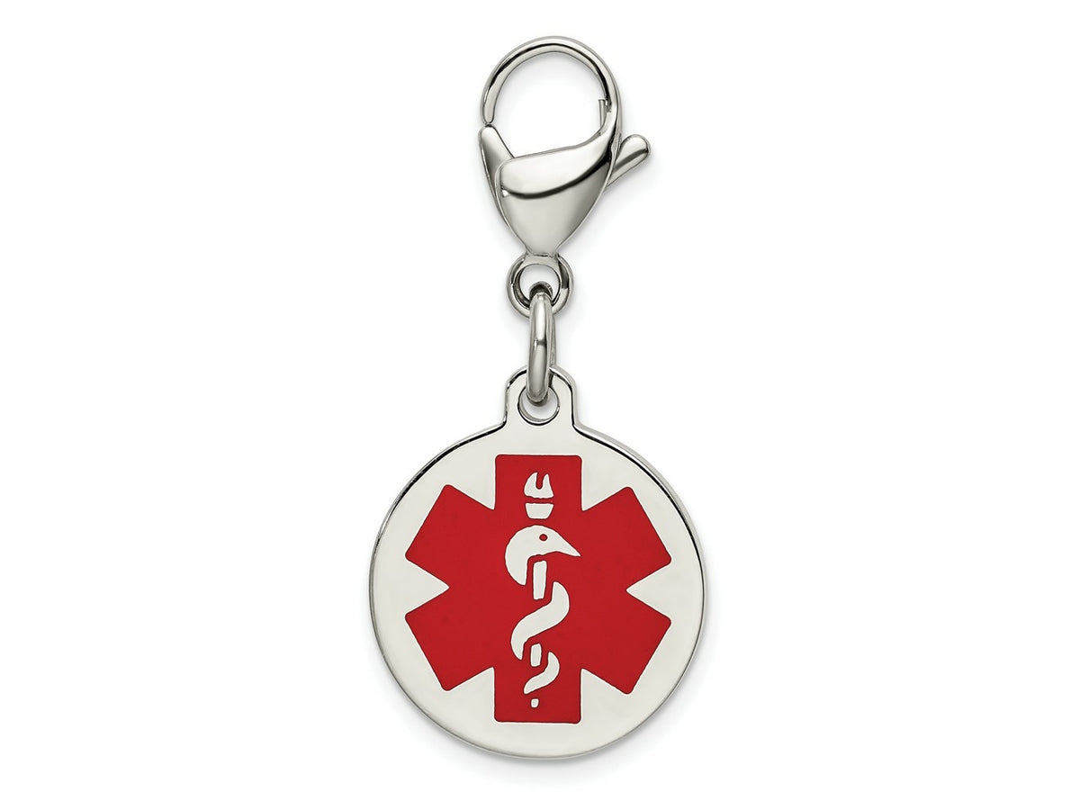FJC Finejewelers Stainless Steel Polished with Red Enamel Medical ID Charm 35 x 18 mm