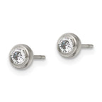 FJC Finejewelers Stainless Steel Polished 3mm Bezel CZ Stud Post Earrings 4 mm x 4 mm
