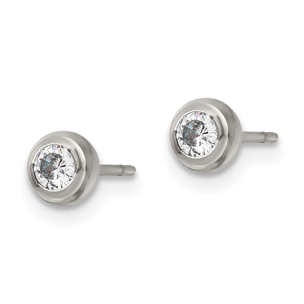 FJC Finejewelers Stainless Steel Polished 3mm Bezel CZ Stud Post Earrings 4 mm x 4 mm