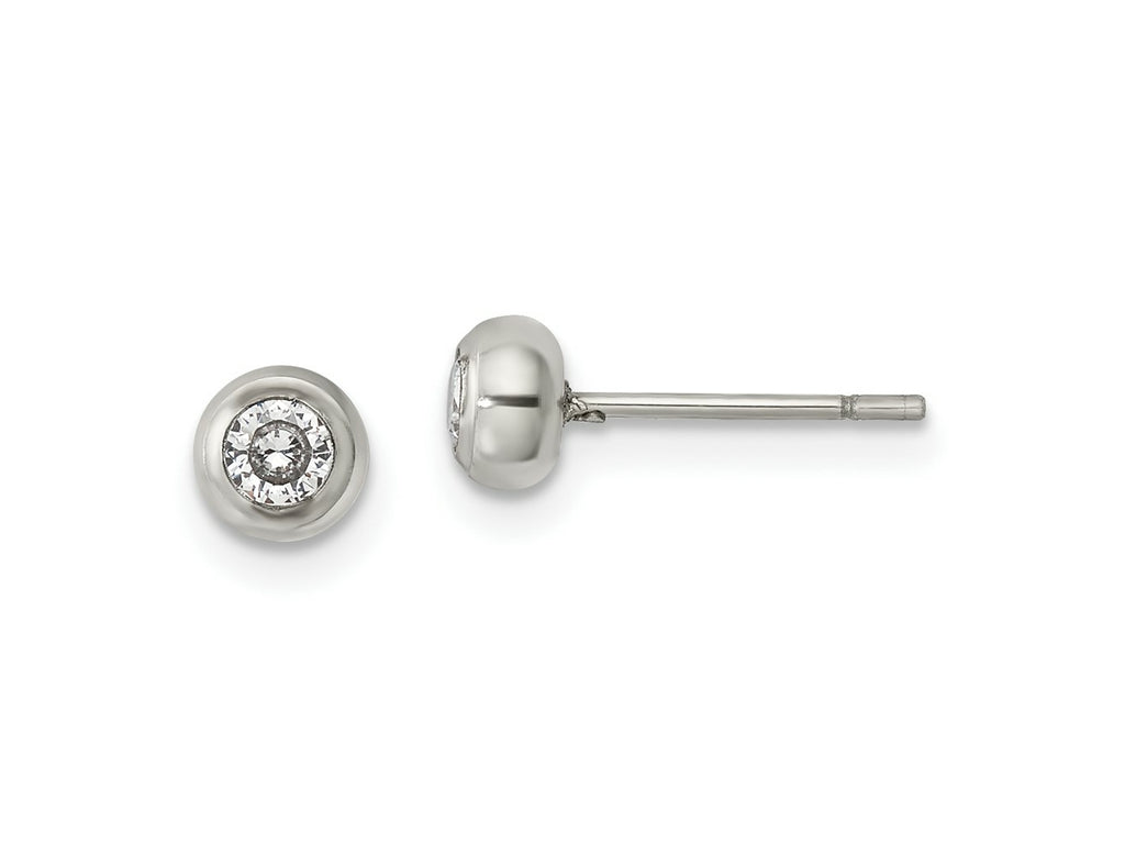 FJC Finejewelers Stainless Steel Polished 3mm Bezel CZ Stud Post Earrings 4 mm x 4 mm