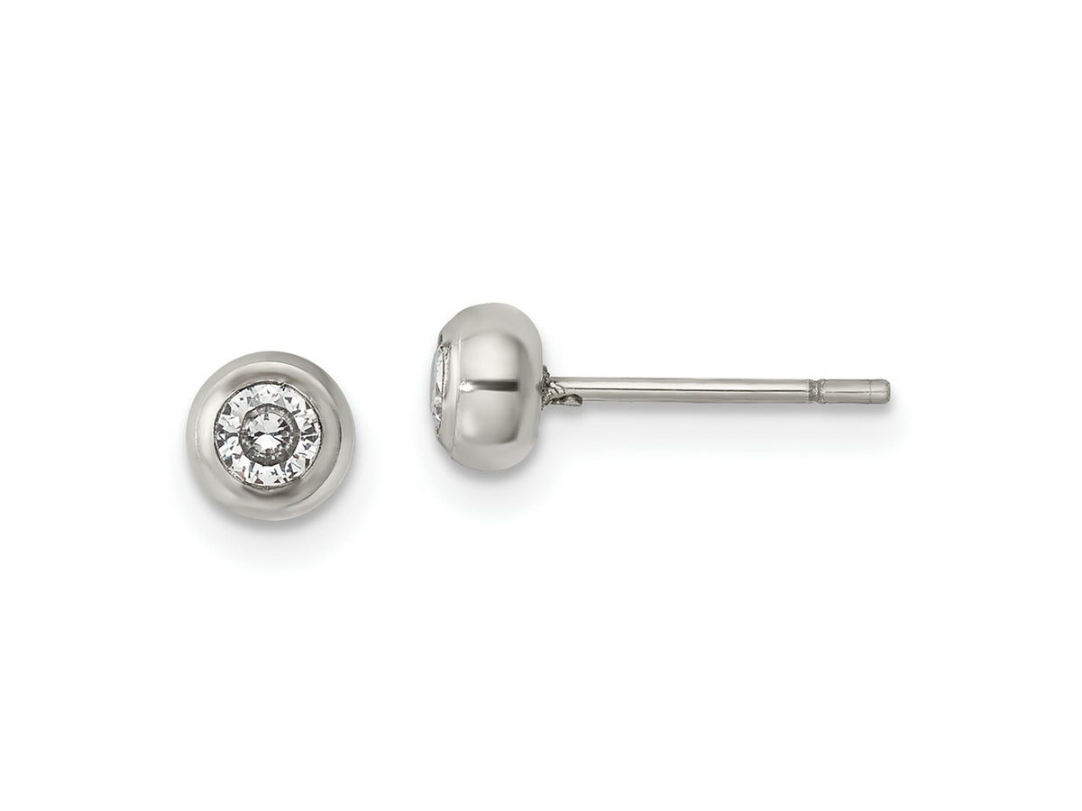 FJC Finejewelers Stainless Steel Polished 3mm Bezel CZ Stud Post Earrings 4 mm x 4 mm