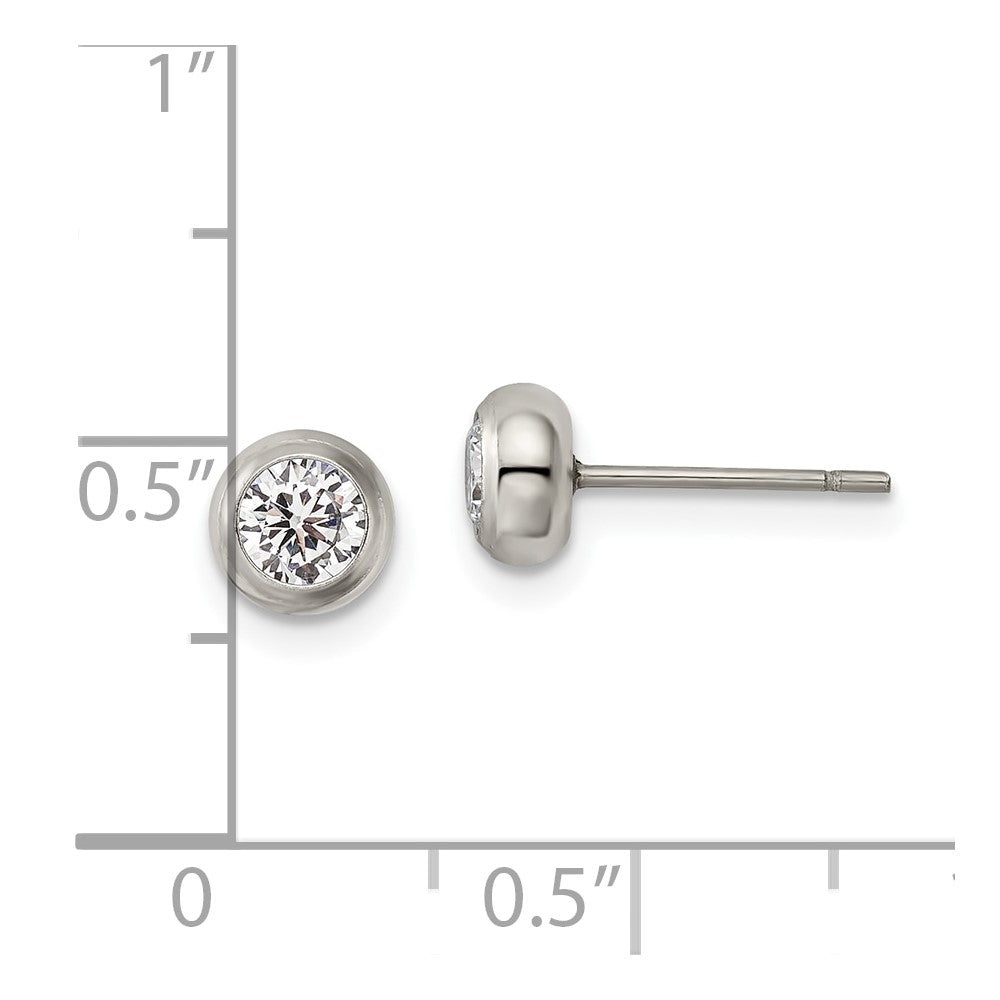 FJC Finejewelers Stainless Steel Polished 4mm Bezel CZ Stud Post Earrings 5 mm x 5 mm