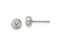 FJC Finejewelers Stainless Steel Polished 4mm Bezel CZ Stud Post Earrings 5 mm x 5 mm