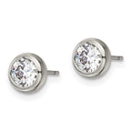 FJC Finejewelers Stainless Steel Polished 5mm Bezel CZ Stud Post Earrings 6 mm x 6 mm
