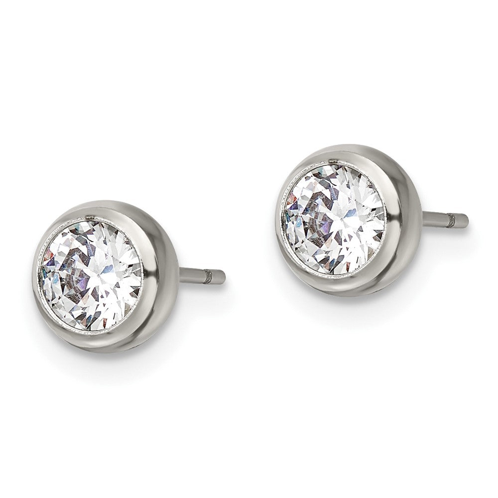 FJC Finejewelers Stainless Steel Polished 5mm Bezel CZ Stud Post Earrings 6 mm x 6 mm