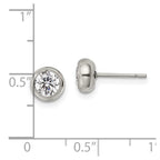 FJC Finejewelers Stainless Steel Polished 5mm Bezel CZ Stud Post Earrings 6 mm x 6 mm