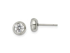 FJC Finejewelers Stainless Steel Polished 5mm Bezel CZ Stud Post Earrings 6 mm x 6 mm
