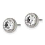 FJC Finejewelers Stainless Steel Polished 6mm Bezel CZ Stud Post Earrings 7 mm x 7 mm