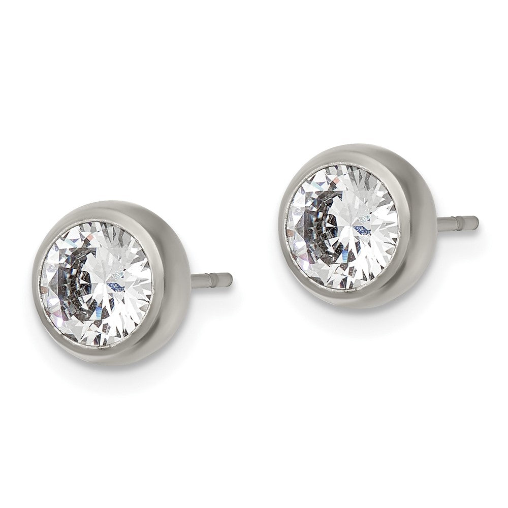 FJC Finejewelers Stainless Steel Polished 6mm Bezel CZ Stud Post Earrings 7 mm x 7 mm