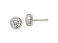 FJC Finejewelers Stainless Steel Polished 6mm Bezel CZ Stud Post Earrings 7 mm x 7 mm
