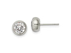 FJC Finejewelers Stainless Steel Polished 6mm Bezel CZ Stud Post Earrings 7 mm x 7 mm