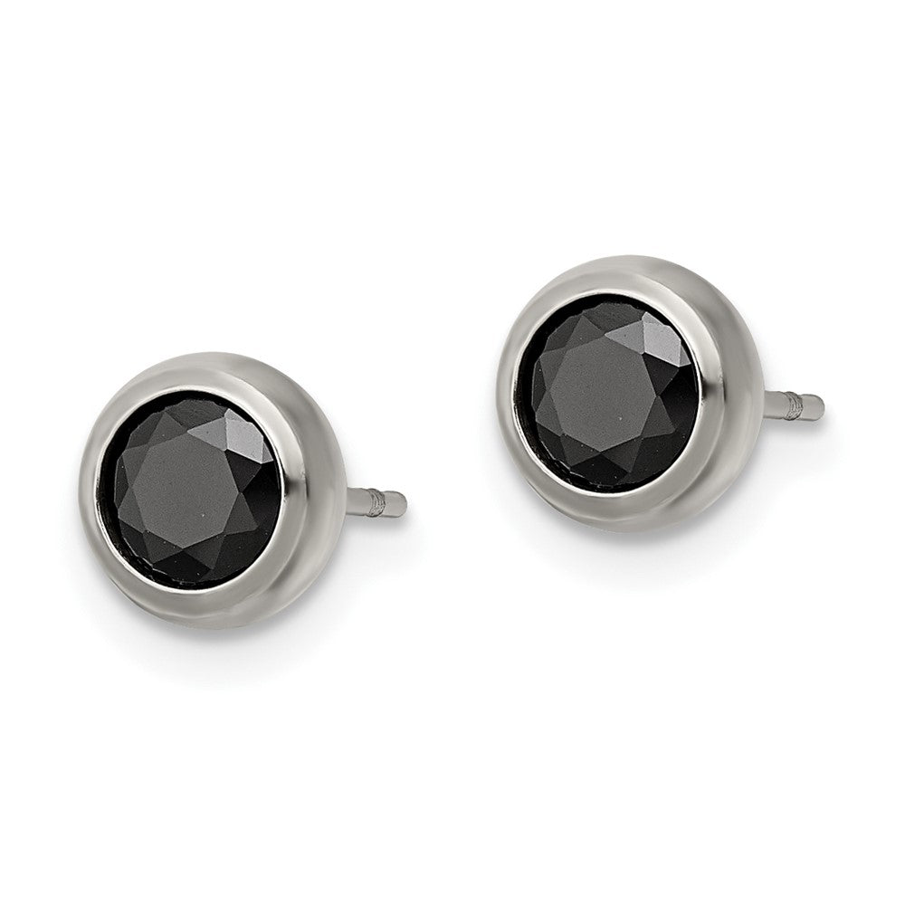 FJC Finejewelers Stainless Steel Polished 5mm Bezel Black CZ Stud Post Earrings 6 mm x 6 mm