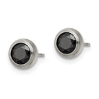 FJC Finejewelers Stainless Steel Polished 5mm Bezel Black CZ Stud Post Earrings 6 mm x 6 mm