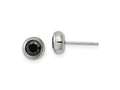 FJC Finejewelers Stainless Steel Polished 5mm Bezel Black CZ Stud Post Earrings 6 mm x 6 mm