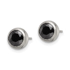 FJC Finejewelers Stainless Steel Polished 6mm Bezel Black CZ Stud Post Earrings 7 mm x 7 mm