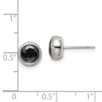 FJC Finejewelers Stainless Steel Polished 6mm Bezel Black CZ Stud Post Earrings 7 mm x 7 mm